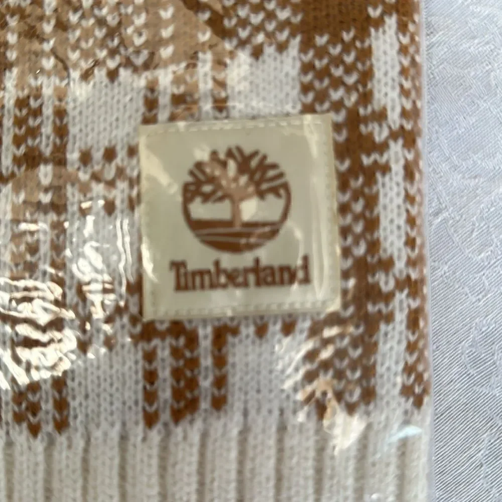 Timberland ‘Buffalo’ Plaid Scarf Tan Cream